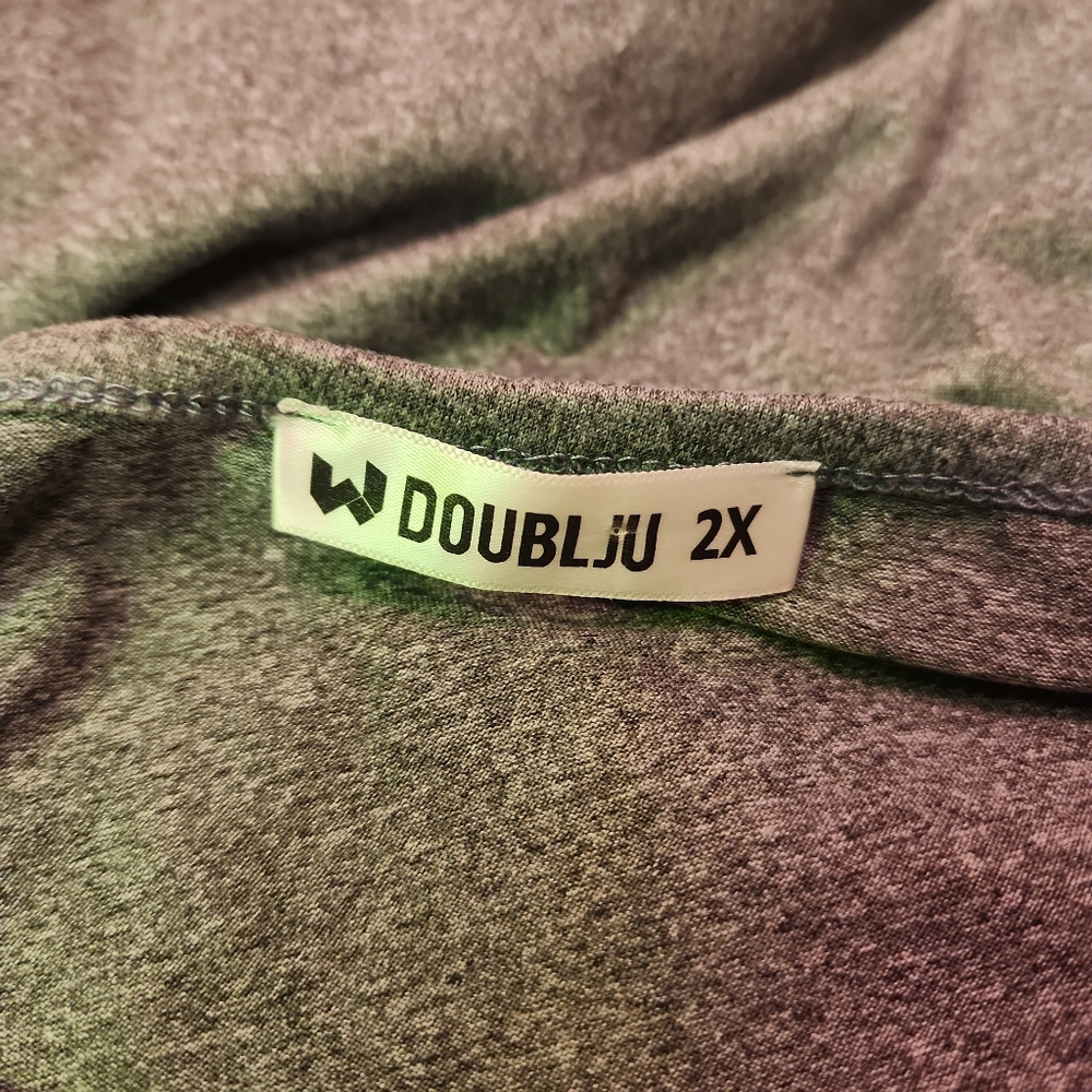 Gray Top w Black & White Striped Sleeves By Doublju 2x Emo Scene Punk Bubblegum◯ - Picture 6 of 8